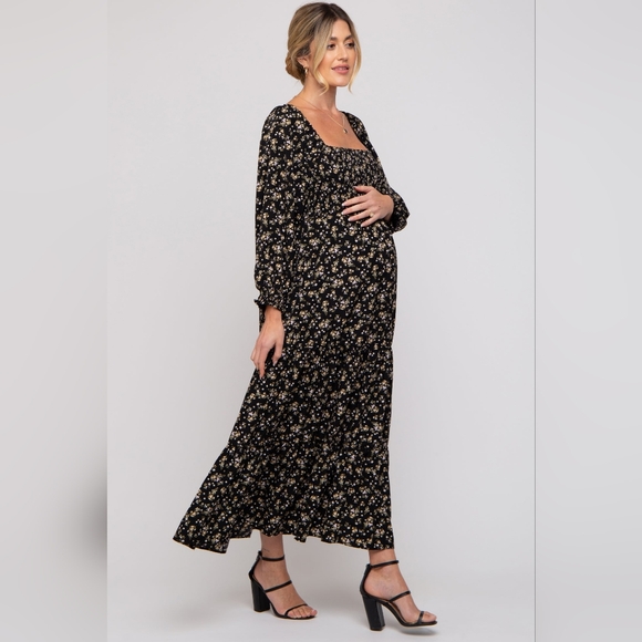 Pinkblush Black Floral Long Sleeve Dress - Picture 2 of 6